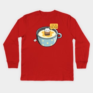 "I Pee in Your Drink" Coffee Tea Bag Funny Cartoon Graphic Kids Long Sleeve T-Shirt